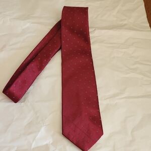 Vintage Men's Bronzini Burgandy With Blue Dots Necktie